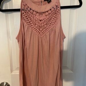 Pink Sleeveless Lace Top